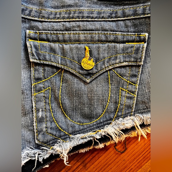 True Religion Love & Haight Joey Denim Cutoff Shorts 30 RARE! - Picture 10 of 16